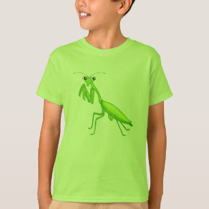 T-shirt Cartoon Verde Rezando Roupa da Juventude Mantis