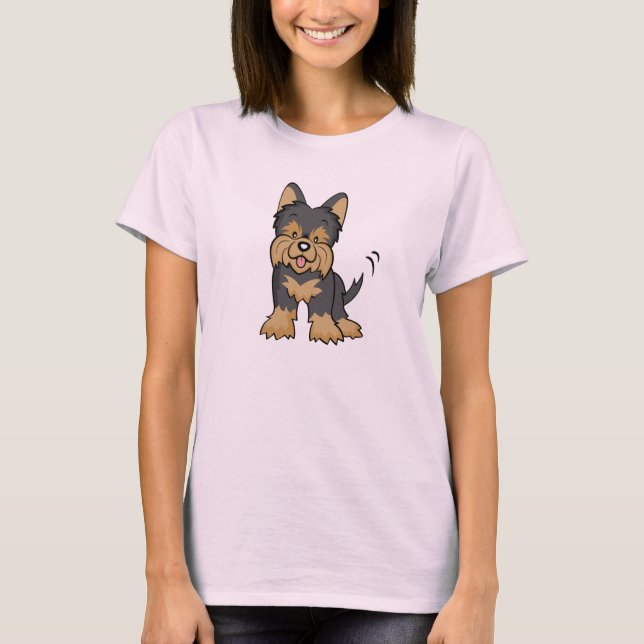 T-shirt Cartoon Yorkie T shirt (Frente)