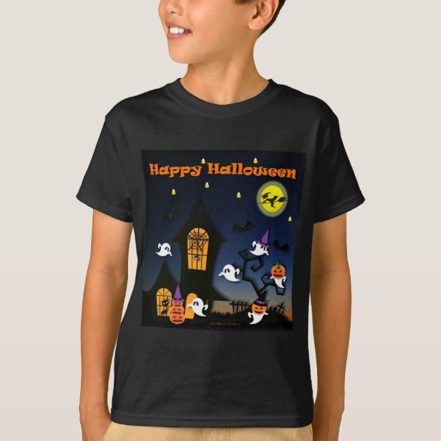 T-shirt Casa Assombrada Feliz Halloween (Frente)