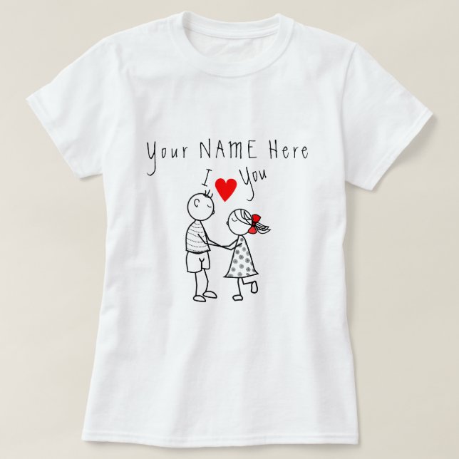 T-Shirt Casal com nome personalizado (Frente do Design)