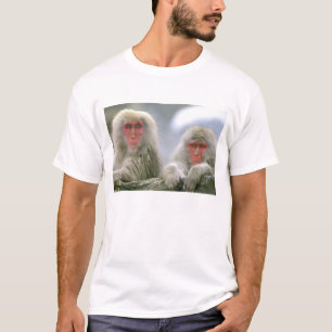 T-shirt Casal de Macaco da Neve, Macaco Japonês,