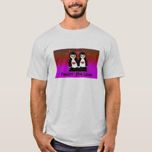 T-shirt Casal do pinguim com corações