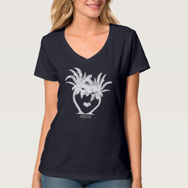 T-shirt Casamento de Palm Tree Beach (Frente)