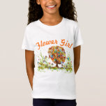 T-shirt Casamento Encantado do Branch do Lado da Floresta<br><div class="desc">Camiseta Whimsical Flower Girl Folksy. Esta camiseta de Festa de casamento de Flor Selvagem tem todas as cores: Terracotta Cor-de-Rosa Coral Amarelo e Festa de casamento Azul Flores. Imaginem uma primavera, verão ou caem em uma árvore branca romântica em uma floresta encantada ao longo de uma elegante estrada rural. Tão...</div>