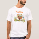 T-shirt Casamento Encantado do Groom do Branch do Lado da<br><div class="desc">Tons da Terra com um tronco marrom Árvore Flor Folksy Coleção de Casamento de Sangue de Flor Selvagem com todas as cores: Terracotta Laranja Cor-de-Obra Elegância Amarela e Festa de casamento Azul Flores. Imaginem uma primavera, verão ou caem em uma árvore branca romântica em uma floresta encantada ao longo de...</div>