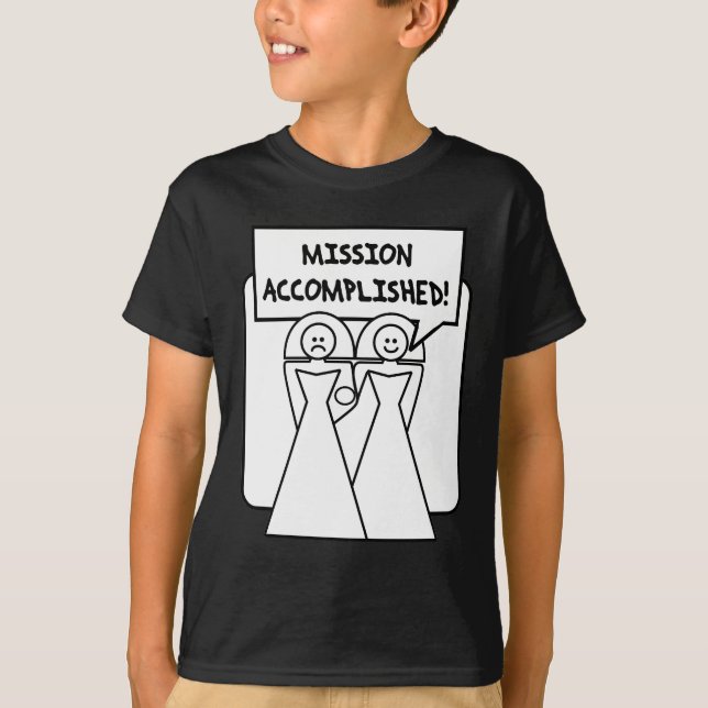 T-shirt casamento "Missão Cumprida" (homossexual) (Frente)