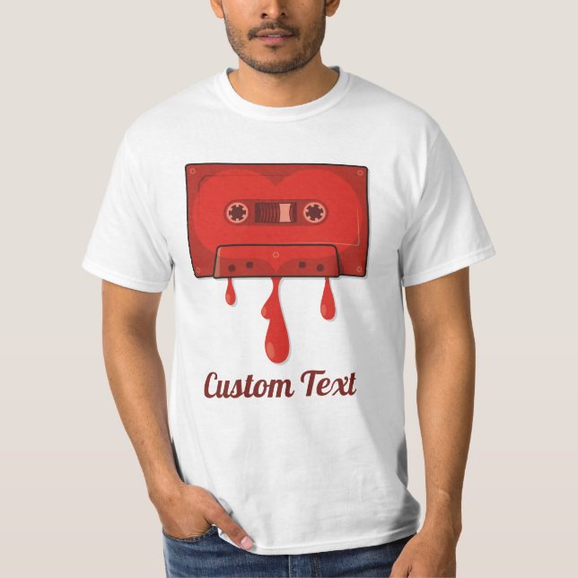 T-Shirt (cassete de coração vermelho) (Frente)