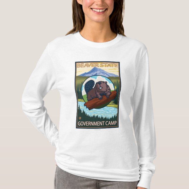 T-shirt Castor & capa do Mt. - acampamento do governo, (Frente)