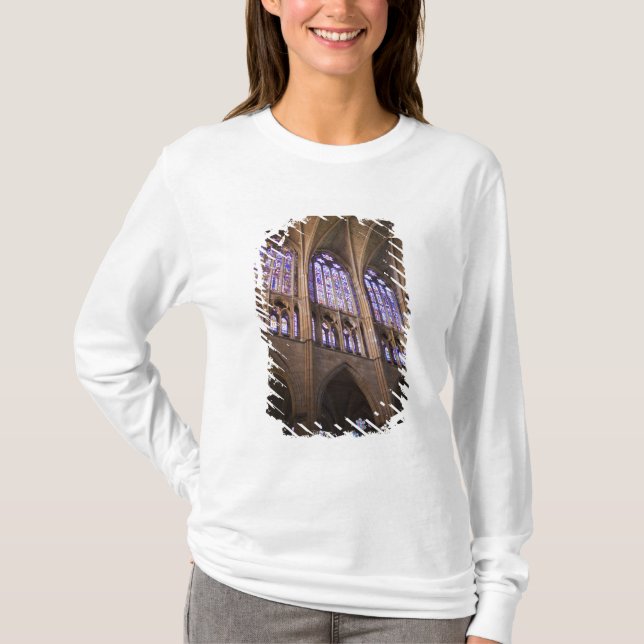 T-shirt Catedral de Leão, janelas de vitral interior (Frente)