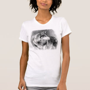 T-shirt cauteloso do lobo dos olhos