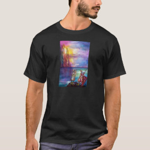 T-shirt Cavaleiros medievais PENDRAGON,Lago Sunset,Fantasi
