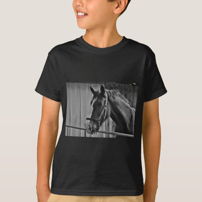 T-shirt Cavalo Branco Negro - Fotografia Animal (Frente)