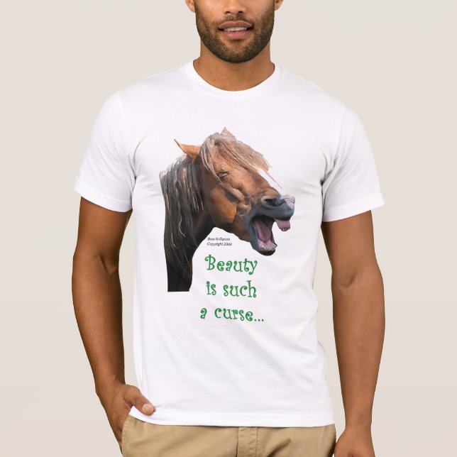 T-shirt Cavalo cómico:  A beleza é tal praga (Frente)