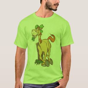 T-shirt Cavalo de Cartoon Sortudo em Roupa de Dia de São P
