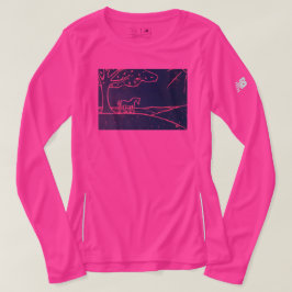 T-shirt Cavalo em um Tshirt longo atlético da Capa das