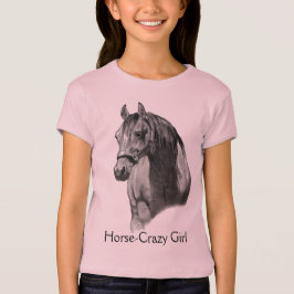 T-SHIRT CAVALO: LÁPIS: HORSE-CRAZY: MENINA