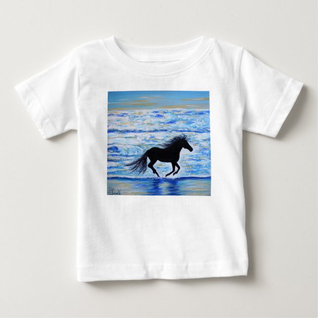 T-shirt Cavalo Livre pela Pintura do Mar (Frente)