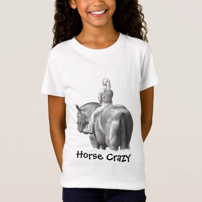 T-SHIRT CAVALO LOUCO: CAMISA: MENINA: LÁPIS, HORSEBACK (Frente)