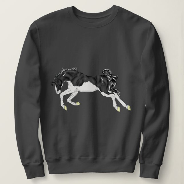 T-shirt Cavalo Overo com Salpicos Preto e Branco (Frente do Design)