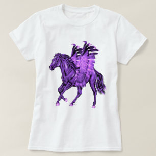 T-shirt Cavalo voado Pegasus roxo do tema da fantasia