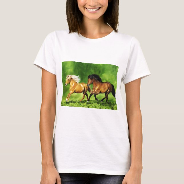 T-shirt Cavalos Islandeses chamados de Dream Team (Frente)