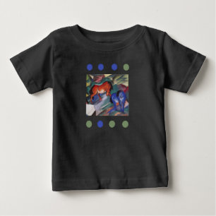 T-Shirt Cavalos Vermelhos e Azuis