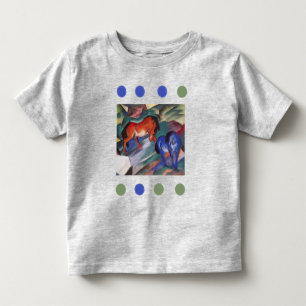 T-Shirt Cavalos Vermelhos e Azuis