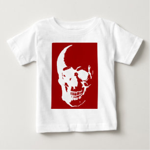 T-shirt Caveira - Arte Fantasia Metal Vermelho e Branco