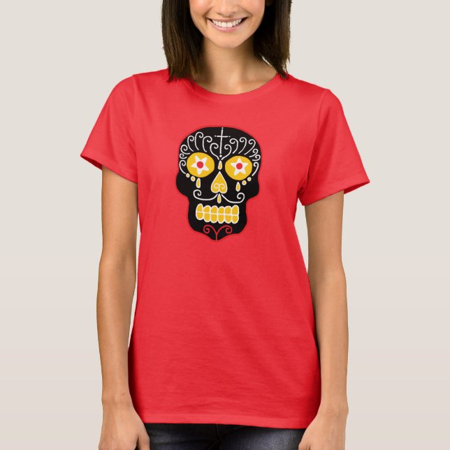 T-shirt Caveira de Açúcar Preto (Frente)