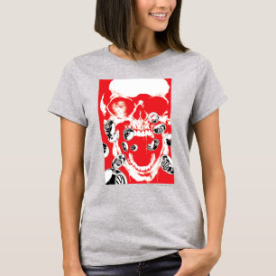 T-shirt Caveira e anéis - Vermelho
