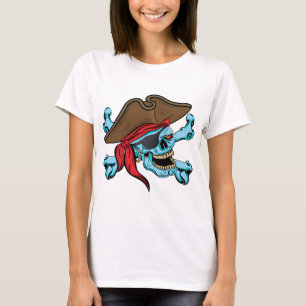 T-shirt Caveira Pirata e Crossbones-01