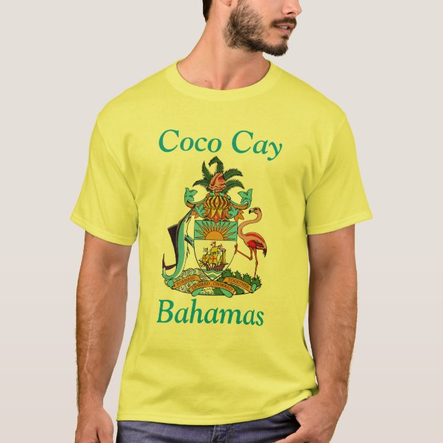T-shirt Cay dos Cocos, Bahamas com brasão (Frente)