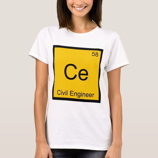 T-shirt Ce - Engenheiro Civil Símbolo de Elemento Químico  (Frente)