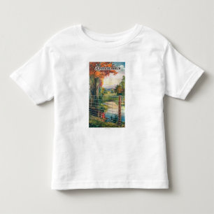 T-shirt Cena americana da borda da estrada da cerca do Co
