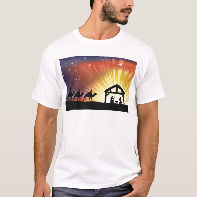 T-shirt Cena cristã da natividade do Natal (Frente)