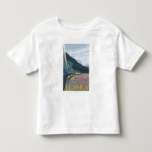 T-shirt Cena da estrada de ferro de Alaska - Wasilla, (Frente)