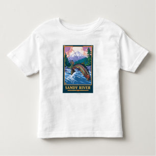 T-shirt Cena da pesca com mosca - rio de Sandy, Oregon