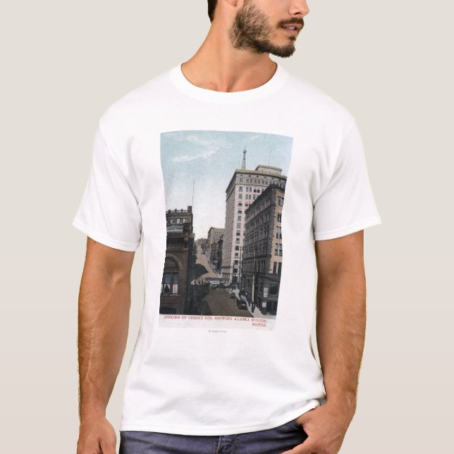 T-shirt Cena da rua da cereja com Alaska Bldg (Frente)