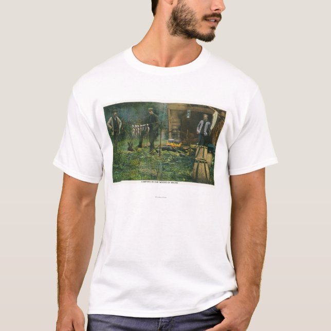 T-shirt Cena da terra de acampamento dos homens que (Frente)