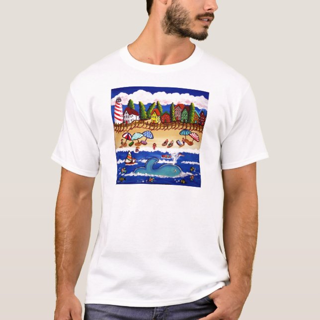 T-shirt Cena de Praia da Baleia de Cabo Cod (Frente)