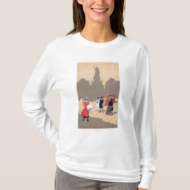 T-shirt Cena do art deco de Place de la Republique (Frente)