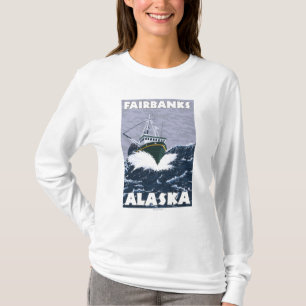 T-shirt Cena do barco de pesca - Fairbanks, Alaska