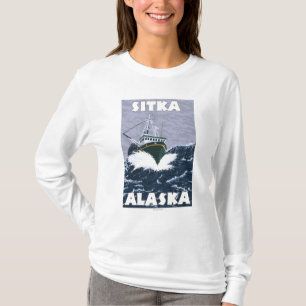 T-shirt Cena do barco de pesca - Sitka, Alaska