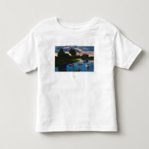 T-shirt Cena do barco do parque do vale de Genesee
