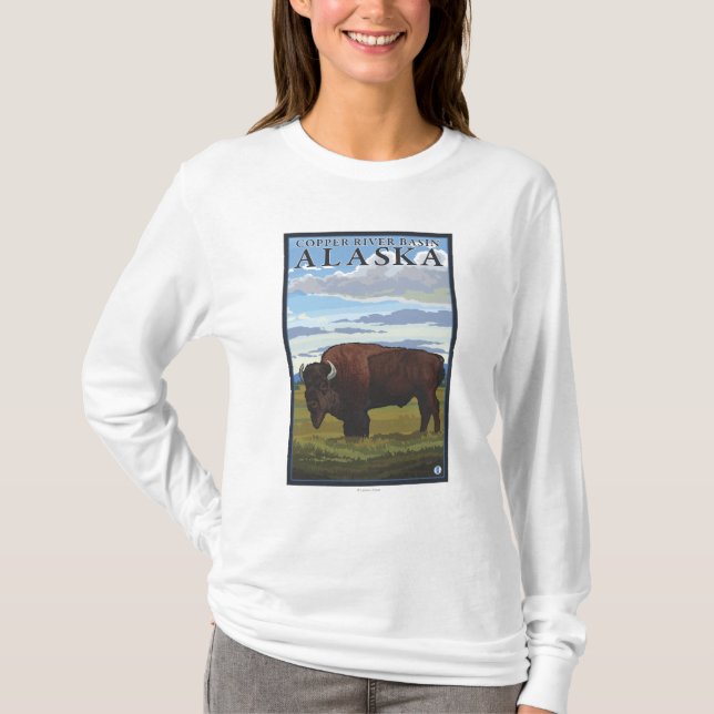 T-shirt Cena do bisonte - bacia de Copper River, Alaska (Frente)