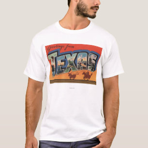T-shirt Cenas da letra de Texas (vaqueiro que Roping Bull)