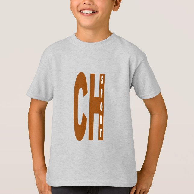 T-shirt cendre enfant DESIGN  CH SPORT (Frente)