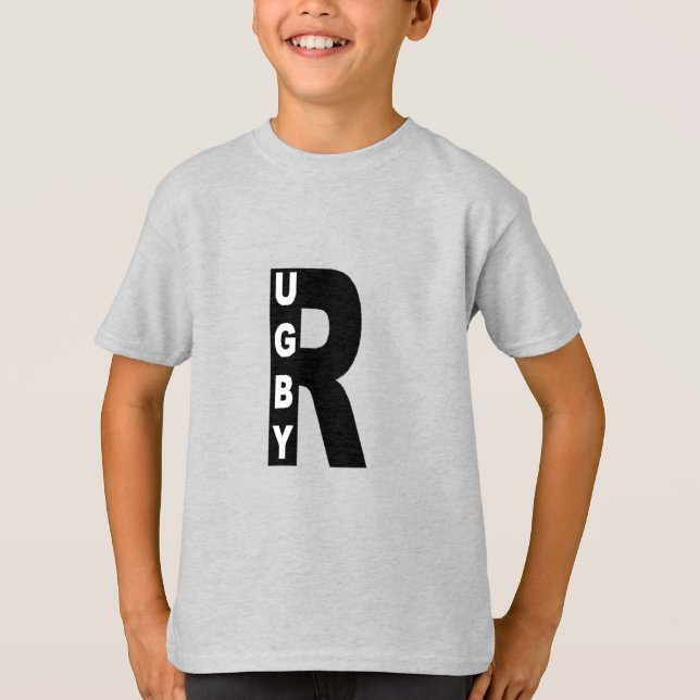 T-shirt cendre enfants DESIGN  RUGBY (Frente)