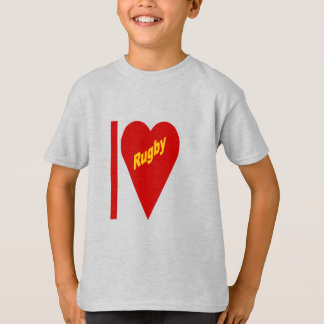 T-shirt cendre enfants I LOVE RUGBY