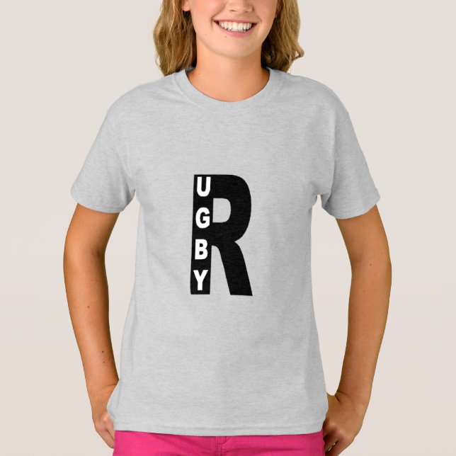 T-shirt cendre filles  DESIGN  RUGBY (Frente)